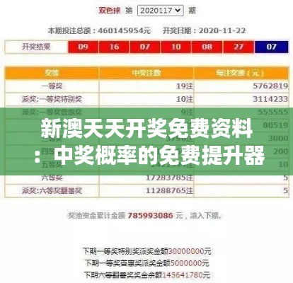 新澳天天开奖免费资料：中奖概率的免费提升器