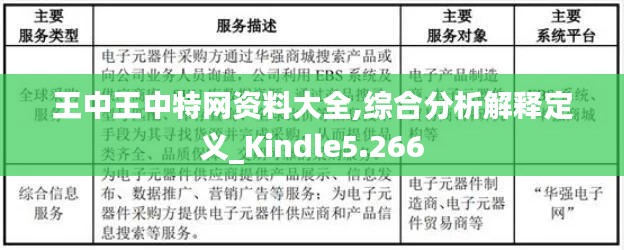 王中王中特网资料大全,综合分析解释定义_Kindle5.266