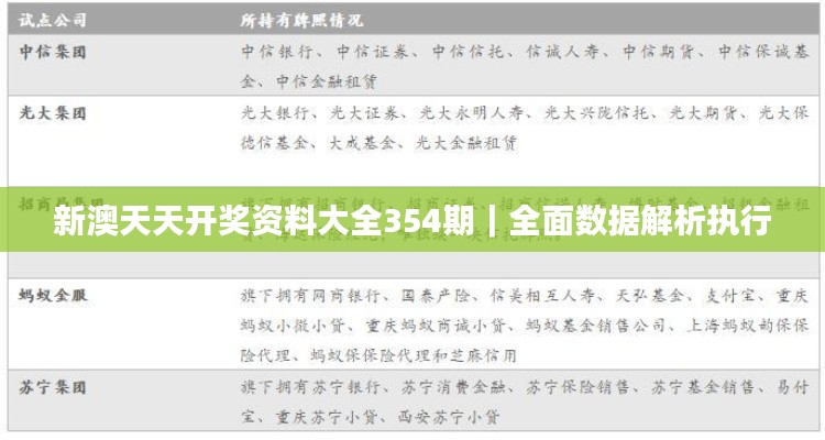 新澳天天开奖资料大全354期｜全面数据解析执行