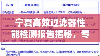 宁夏高效过滤器性能检测报告揭秘，专业解读，质量一目了然