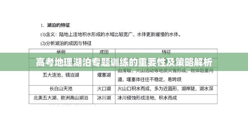 高考地理湖泊专题训练的重要性及策略解析