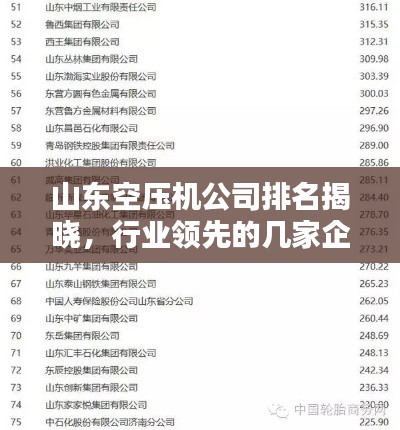 山东空压机公司排名揭晓，行业领先的几家企业榜单出炉！