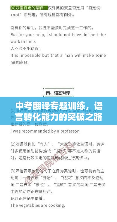 中考翻译专题训练，语言转化能力的突破之路